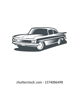 Image of a classic car with a simple type of gray vector 