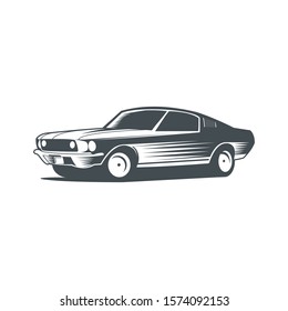Image of a classic car with a simple type of gray vector 