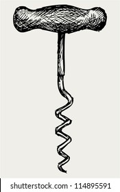 Image of classic corkscrew. Doodle style