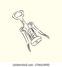 Bild der klassischen Korkenzieher. Doodle-Stil. Korkenzieher, Vektorskizze