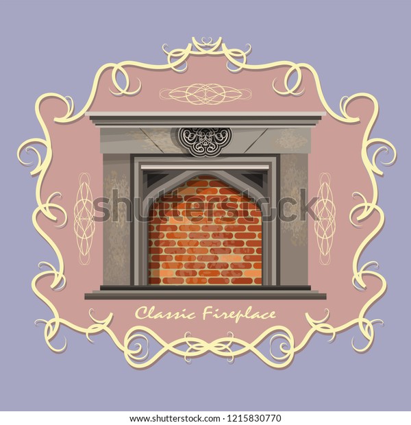 Image Classic Fireplace Elegant Vintage Frame Stock Vector