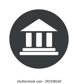 Image of classical building with pillars in black circle, isolated on white