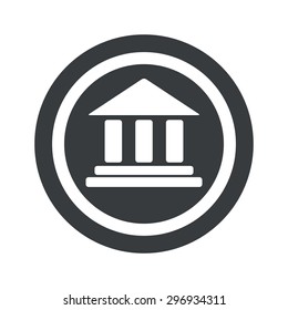 Image of classical building with pillars in circle, on black circle, isolated on white