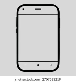 
La Imagen es una línea limpia y minimalista de un teléfono inteligente moderno, representada en contornos negros llamativos sobre un fondo blanco liso con sutiles sombras grises en las esquinas.

Este teléfono representa