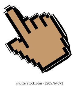 imagen de un icono de clic en forma de mano dibujada en un equipo.