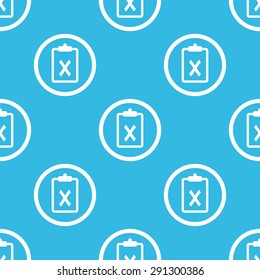 Image of clipboard with cross in circle, repeated on blue background