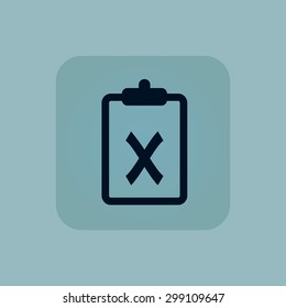 Image of clipboard with cross in square, on pale blue background