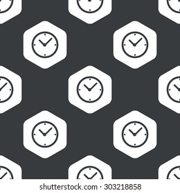 Image of clock in hexagon, repeated on black