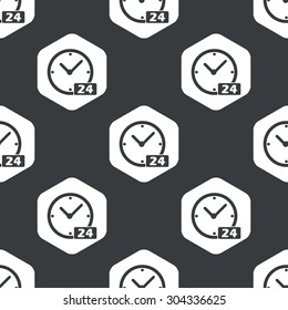 Image of clock with text 24 in hexagon, repeated on black