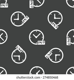 Image of clock with text 24 repeated on grey background