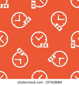 Image of clock with text 24, repeated on orange background