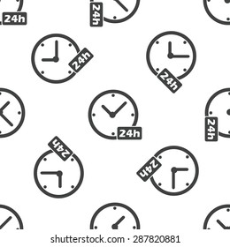 Image of clock and text 24h, repeated on white background