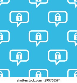 Image of closed padlock in chat bubble, repeated on blue background