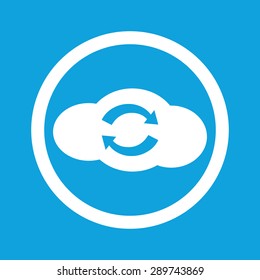 Image of cloud with exchange symbol in circle, isolated on blue