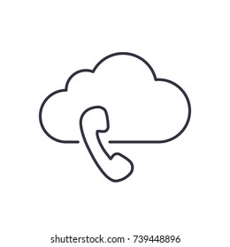 The image of the cloud and the handset. Icon denotes cloud technologies: Cloud PBX. Editable stroke