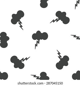 Image of cloud with lightning, repeated on white background