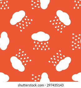 Image of cloud and water drops, repeated on orange background