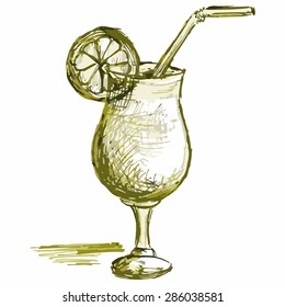 Image of cocktail in a glass with a straw