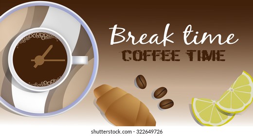 image of coffee Cup with clock face