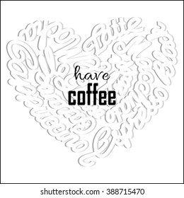 the image of coffee names  put together in the shape of a heart