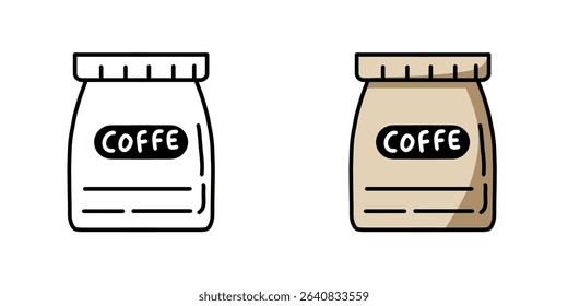 image of coffee vector in a bag with a colorless sketch display