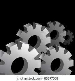 An image of a cog wheels on a black background.