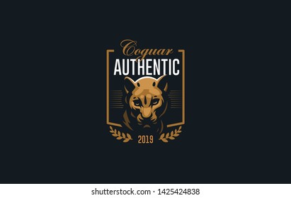 The image of a coguar or panter or leopard in a minimalist style.  Vector illustration