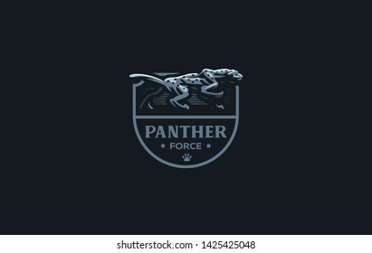 The image of a coguar or panter or leopard in a minimalist style.  Vector illustration