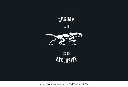 The image of a coguar or panter or leopard in a minimalist style.  Vector illustration