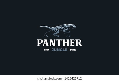 The image of a coguar or panter or leopard in a minimalist style.  Vector illustration