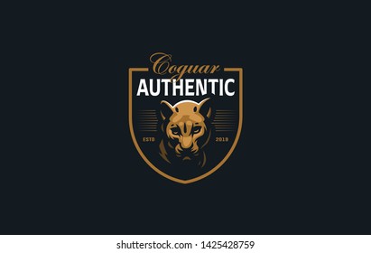The image of a coguar or panter or leopard in a minimalist style.  Vector illustration