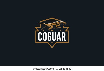The image of a coguar or panter or leopard in a minimalist style.  Vector illustration