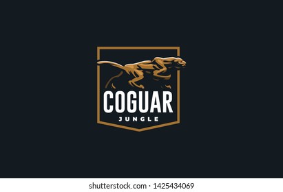 The image of a coguar or panter or leopard in a minimalist style.  Vector illustration