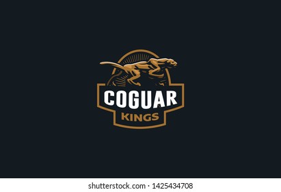 The image of a coguar or panter or leopard in a minimalist style.  Vector illustration