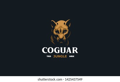 The image of a coguar or panter or leopard in a minimalist style.  Vector illustration