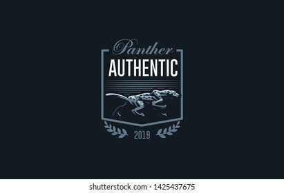 The image of a coguar or panter or leopard in a minimalist style.  Vector illustration