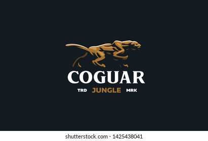 The image of a coguar or panter or leopard in a minimalist style.  Vector illustration