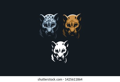 The image of a coguar or panter or leopard in a minimalist style.  Vector illustration