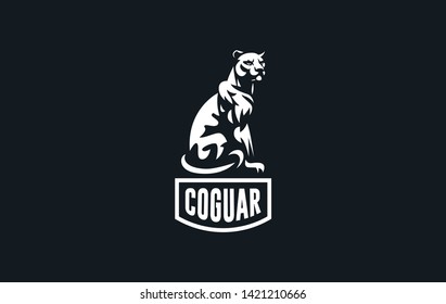 The image of a coguar  or panter in a minimalist style.  Vector illustration