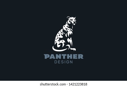 The image of a coguar  or panter in a minimalist style.  Vector illustration