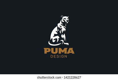 The image of a coguar  or panter in a minimalist style.  Vector illustration