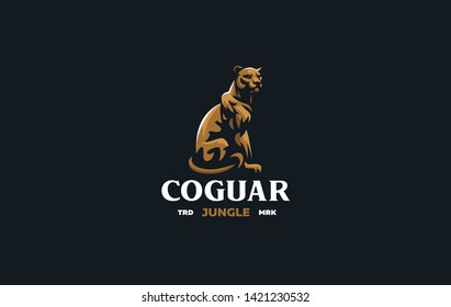 The image of a coguar  or panter in a minimalist style.  Vector illustration