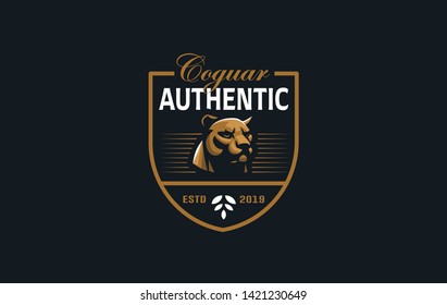 The image of a coguar  or panter in a minimalist style.  Vector illustration