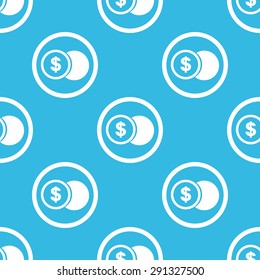 Image of coin with dollar symbol in circle, repeated on blue background