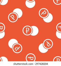 Image of coin with ruble symbol, repeated on orange background