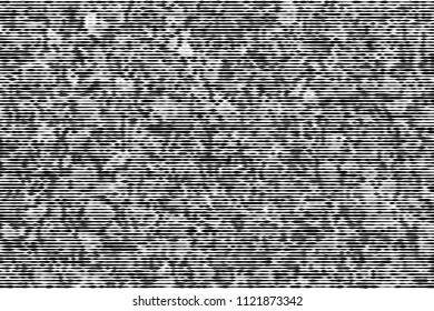 Image collage of gray asphalt texture from horizontal lines and paths of variable thickness color black on white background. Vector illustration.