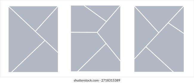 Plantilla de diseño de collage de Imagen. Colección de rejilla de tablero de sentimiento de mosaico gris. Conjunto de marco de imagen. Idea de álbum de fotos para Anuncio, póster, página de cómic, folleto, folleto, folleto, diseño de pared de memoria. paquete de Vector