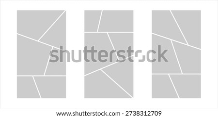 Image collage layout template. Mosaic mood board grid collection. Picture frame set. Photo album concept idea for banner, poster, comic page, flyer, brochure, booklet, memory wall design. Vector pack