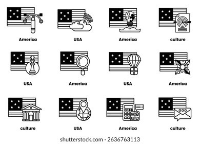 The image is a collection of flags from different countries, including the United States. Each flag has a unique design and represents a different culture