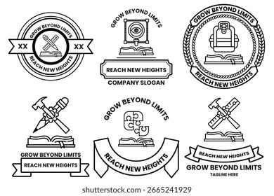 A imagem é uma coleção de seis diferentes desenhos, todos com um livro